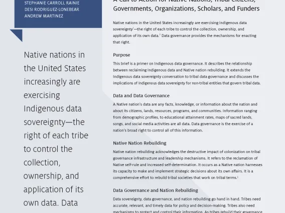 Policy Brief: Data Governance for Native Nation Rebuilding
