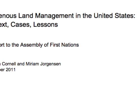 Indigenous Land Management in the United States: Context, Cases, Lessons