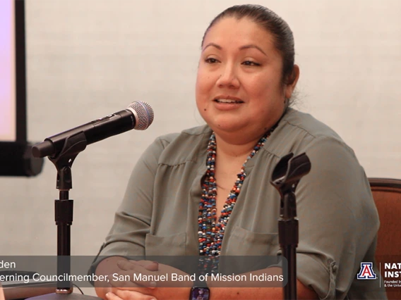 Screenshot of the panel discussion featuring San Manuel Council Member Laurena Bolden.