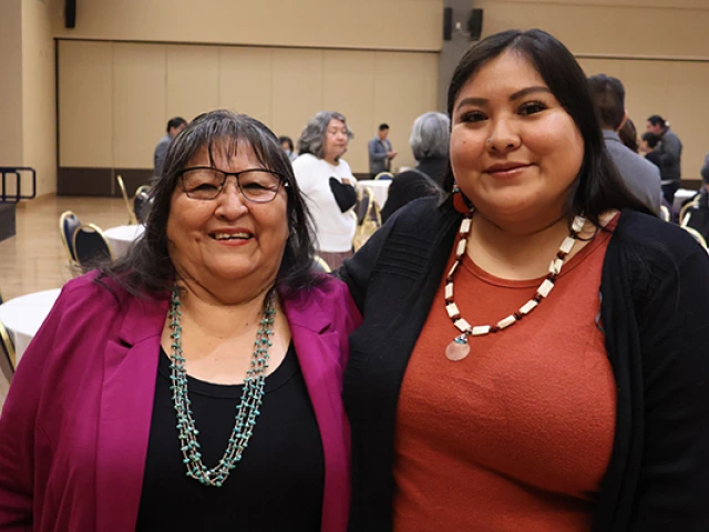 Joan poses with former NNI student employee Ronita Dazen