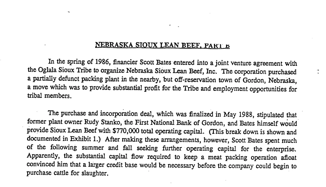 Nebraska Sioux Lean Beef, Part B