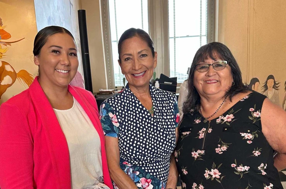 Crystal Miller, Deb Haaland, and Joan Timeche in Washington, D.C.