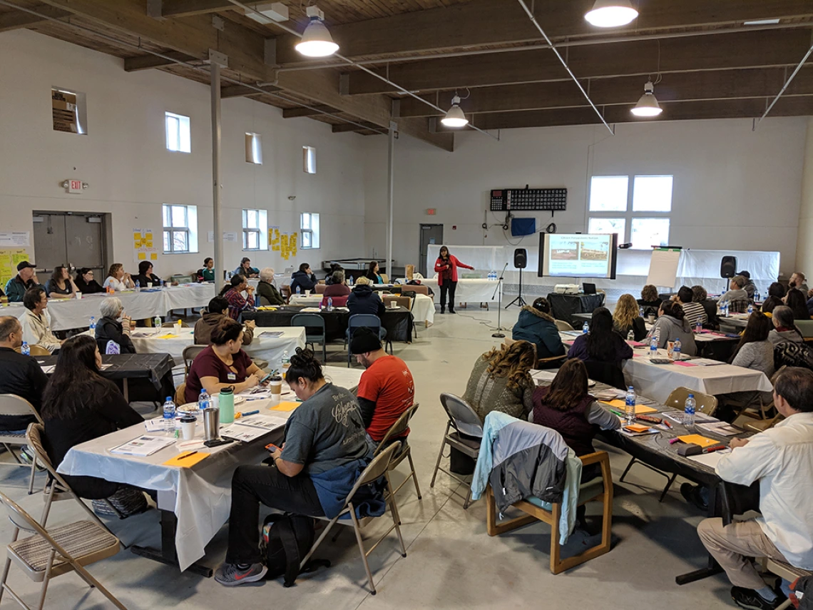 Joan Timeche leads a seminar on Tribal lands